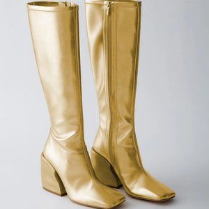 TIBI Lars Metallic Gold Stretch Boot
